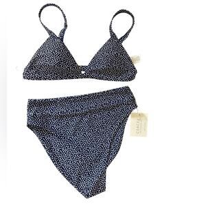 NWT CEACEA Swim Two Piece Polka Dot Bikini in Navy Blue and White - Size M